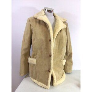 Vintage Town & Ranch Coat Sherpa Jacket Marlboro Man Suede 70s Mens Large